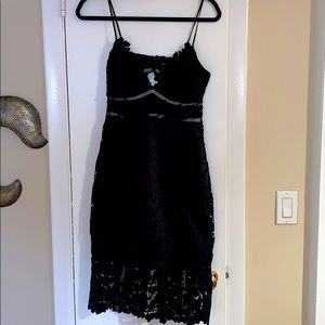 Black lace midi dress